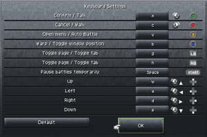 Keyboard input settings.