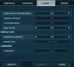 Game (General) settings.