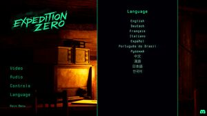 Expedition Zero language menu