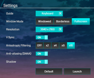 Launch Config Settings.