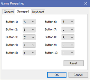 Gamepad settings (accessed with F1)