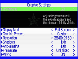 Graphics settings (In-game)