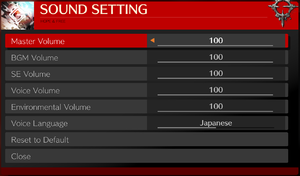 Sound Settings before Korean voices being added in Ver. 1.05