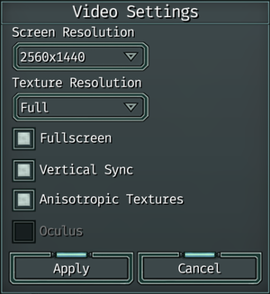 In-game resolution settings.