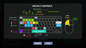 Default keyboard and mouse controls.
