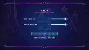 9 Years of Shadows audio options.