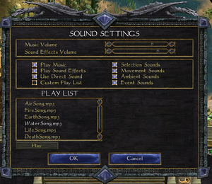 Sound settings (in-game)