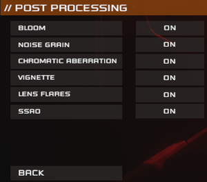 In-game post-processing settings.