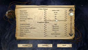 In-game options menu (1/2).