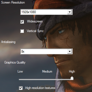 Graphics settings in the launcher.