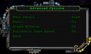 In-game advanced settings.