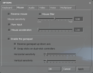 Mouse/gamepad settings