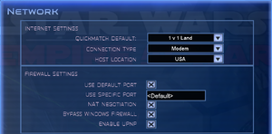 In-game network settings.
