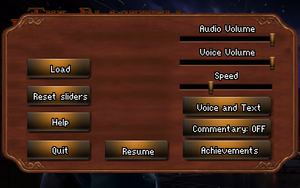 In-game menu and settings.