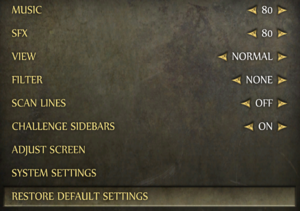 In-game general settings.