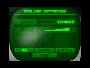 Sound options menu.