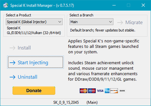 The legacy launcher Special K Install Manager (SKIM)