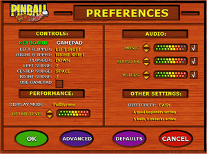 Preferences screen.