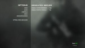 In-game Dedicated Server options.