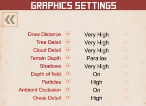 In-game graphics settings.