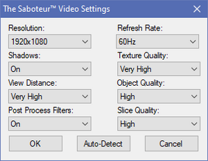 External video settings