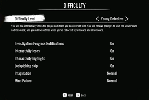 Difficulty settings
