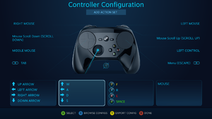 The Controller Configurator in legacy mode using a Steam Controller.