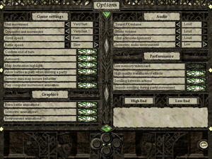 Settings from in-game