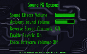 Sound FX settings.