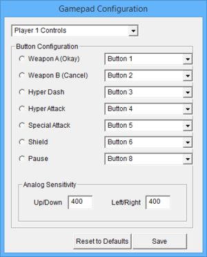 Controller remapping menu from configuration launcher.