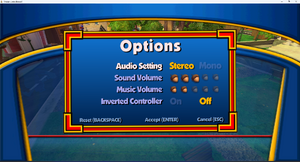 In-game options for sound and inverted controller