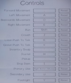 Keyboard and mouse control settings