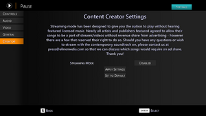 Content Creator settings