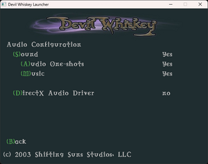 Audio configuration options menu in the game's launcher.