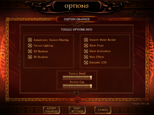 Custom graphics settings menu