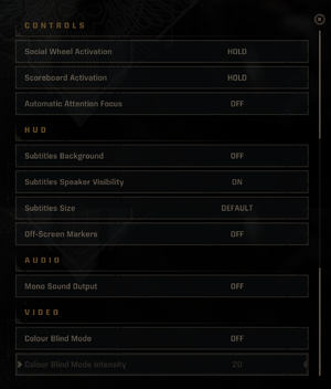 Accessibility settings