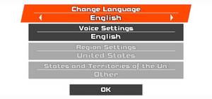 Language and region settings