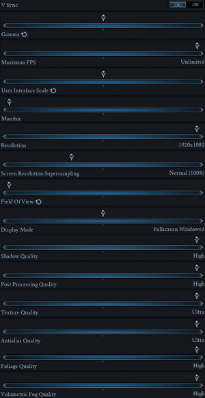 Video and Graphics settings