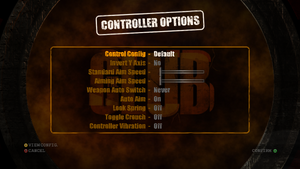 In-game controller options.