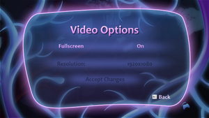 Video options menu.