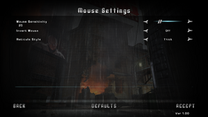 In-game mouse settings.