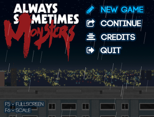Games main menu telling keys to change fullscreen and scaling.