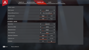 In-game controller settings