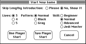 New game options (Mac OS).