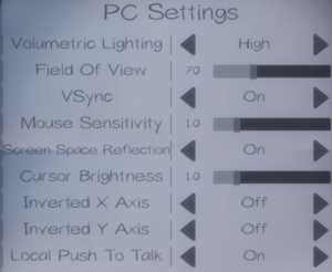PC settings