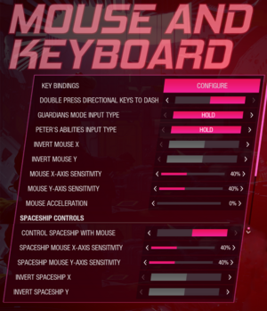 Mouse and keyboard settings