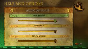 Audio settings menu.