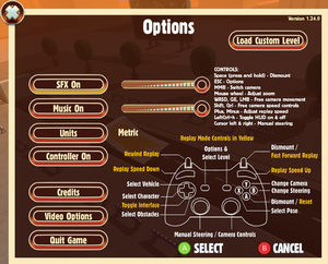 In-game options menu (with controller support enabled).