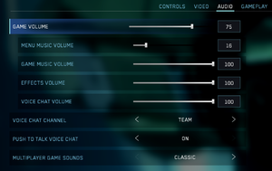 In-game general audio settings.