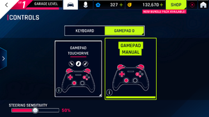 Control settings for controllers.